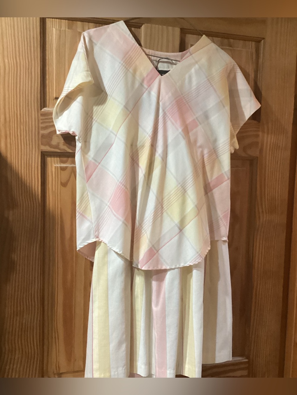 Fritzi Women’s Vintage Two Piece Skirt/Blouse Set - Pastel Plaid - medium